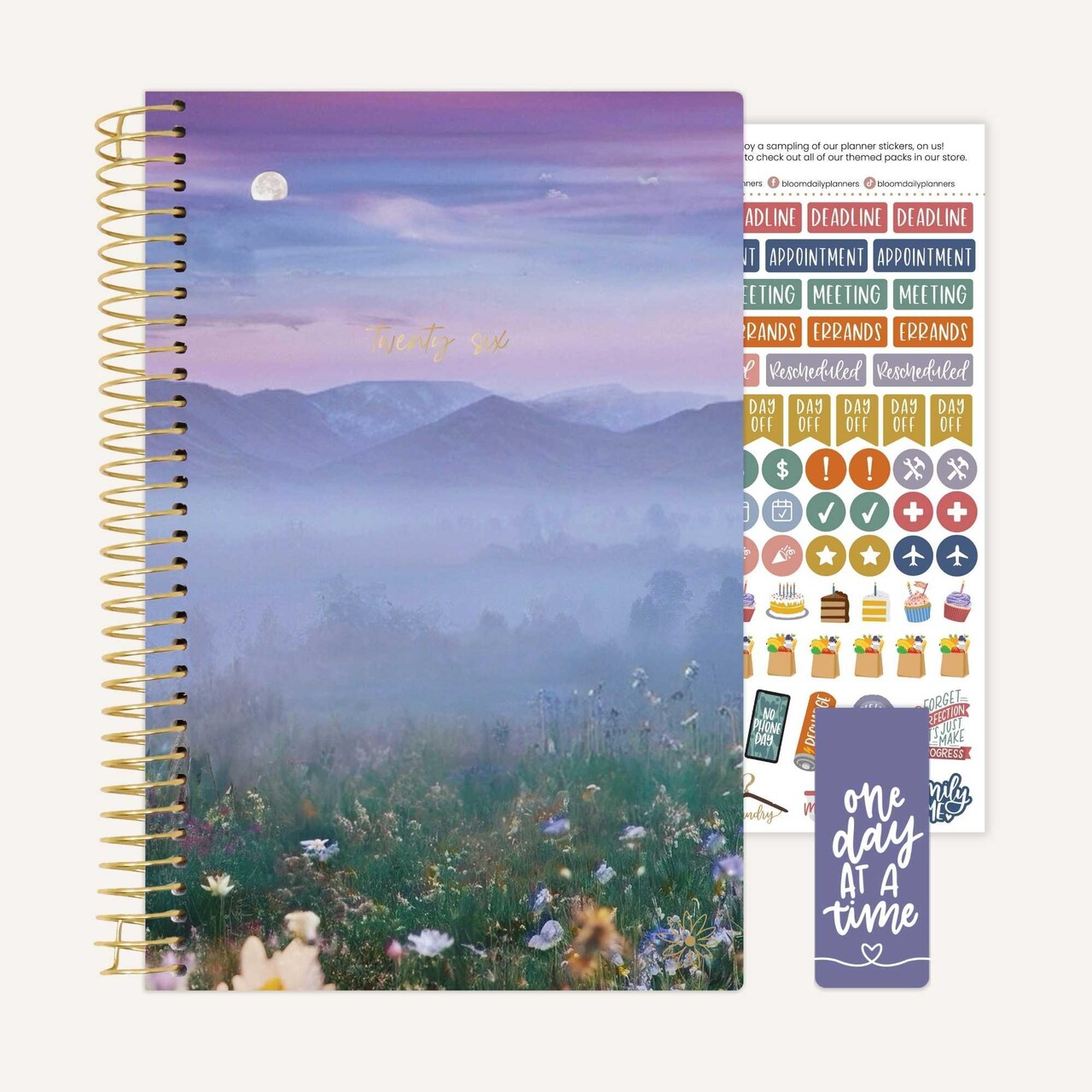 bloom daily planners 2026 Soft Cover Weekly & Monthly Planner, 5.5" x 8.25", Mystical Mountains